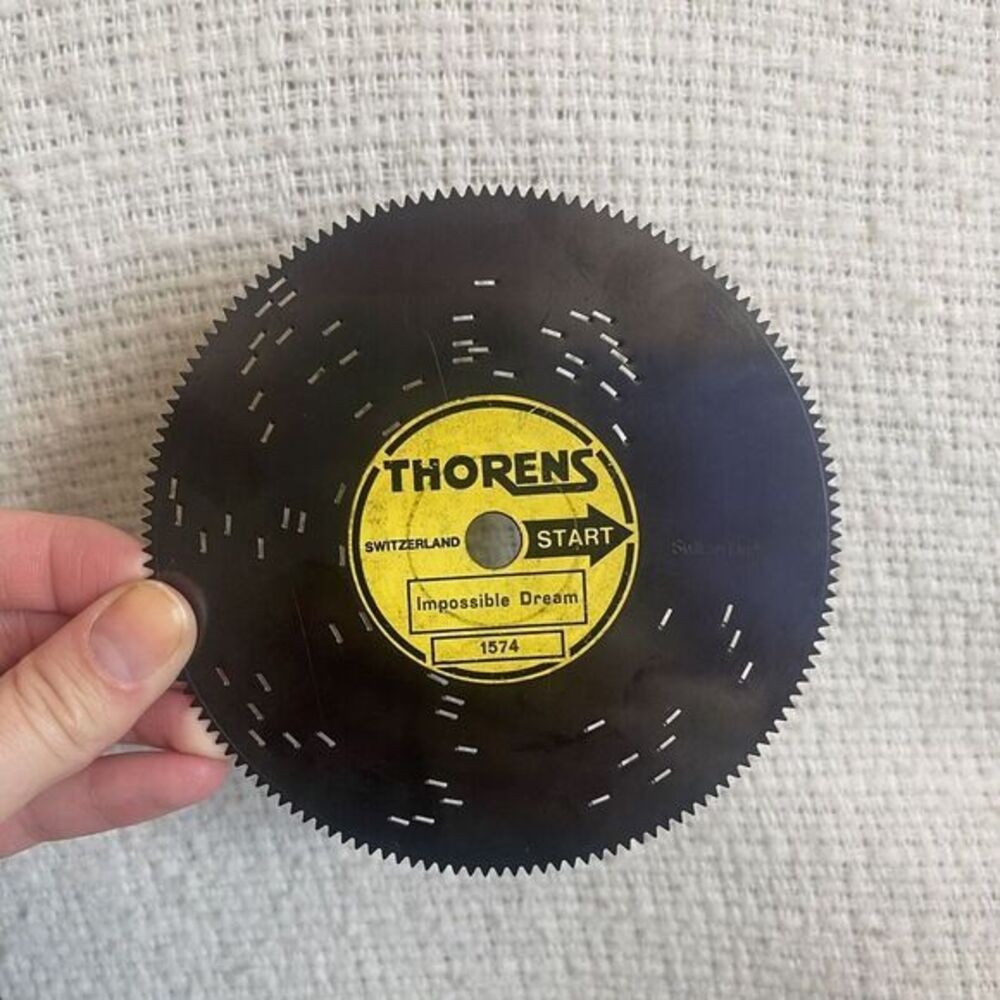 Thorens Switzerland 4 1/2" Disc Show Tunes Broadway #1574 "Impossible Dream"‎